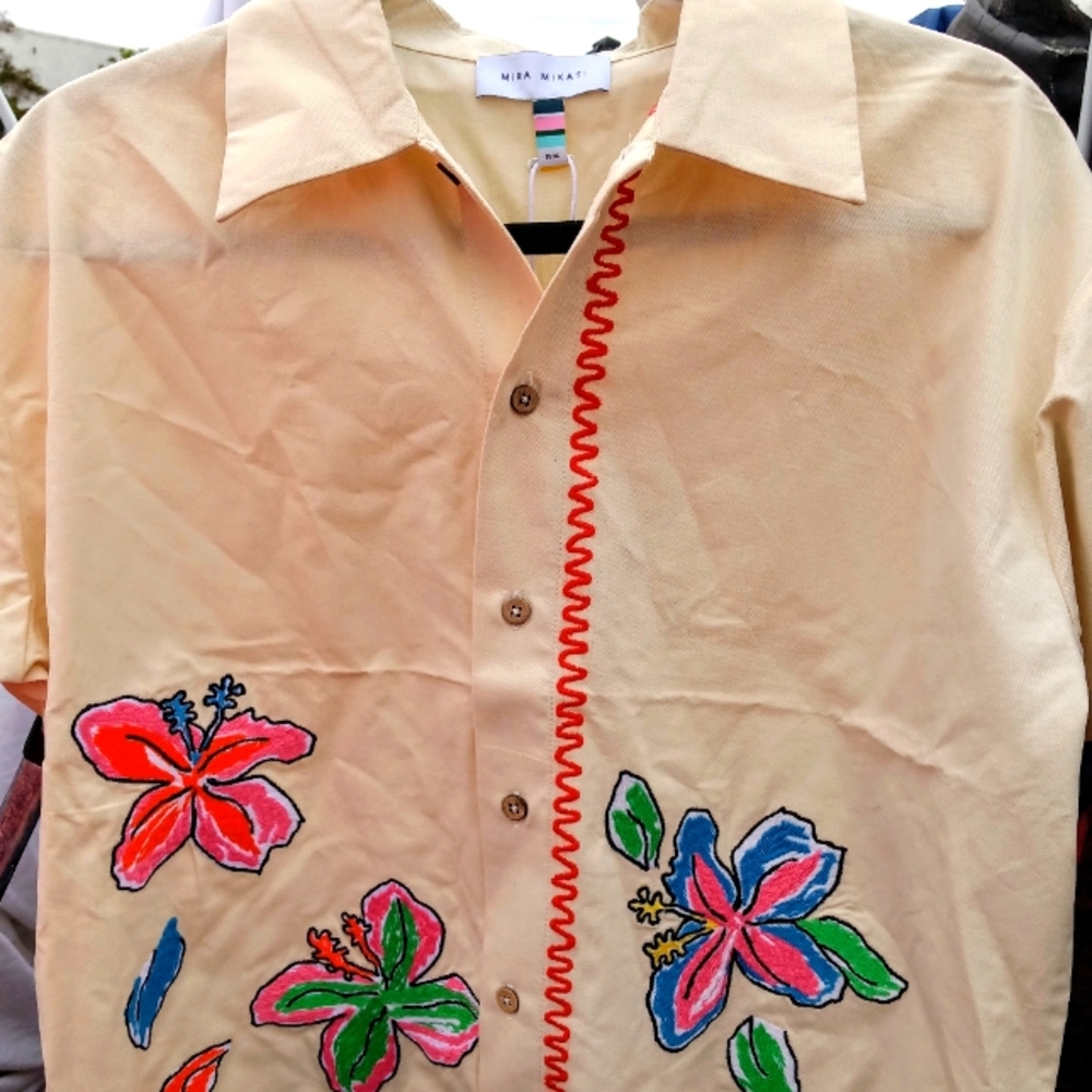 Mira Mikati Ecru Flower Button Up shirt 36